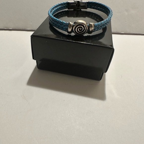 Blue Braided Bracelet with Irish Silver Spiral Charm - Picture 1 of 5